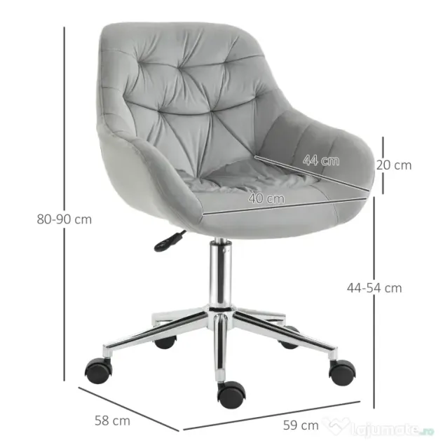 Vinsetto scaun ergonomic de birou, 59x58x80-90 cm, gri | Aosom Romania
