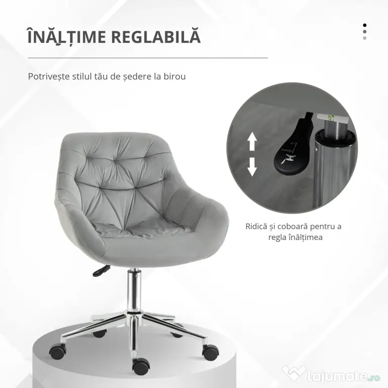 Vinsetto scaun ergonomic de birou, 59x58x80-90 cm, gri | Aosom Romania