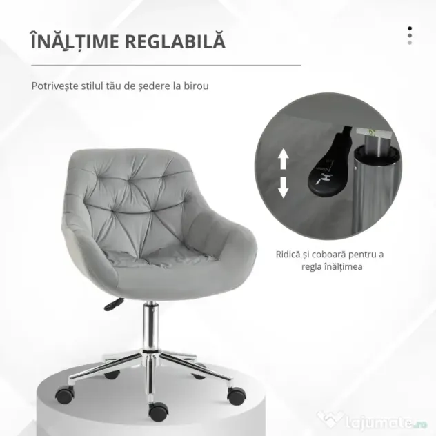 Vinsetto scaun ergonomic de birou, 59x58x80-90 cm, gri | Aosom Romania