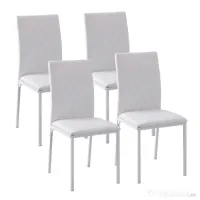 HOMCOM Scaune Sufragerie 4piese, cu Design Modern și Imitație de Piele, 41x50x92 cm, Alb | Aosom Romania