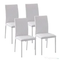 HOMCOM Scaune Sufragerie 4piese, cu Design Modern și Imitație de Piele, 41x50x92 cm, Alb | Aosom Romania