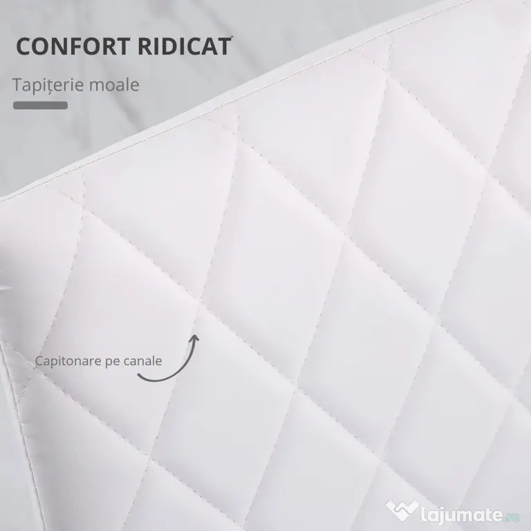 HOMCOM Scaune Sufragerie 4piese, cu Design Modern și Imitație de Piele, 41x50x92 cm, Alb | Aosom Romania