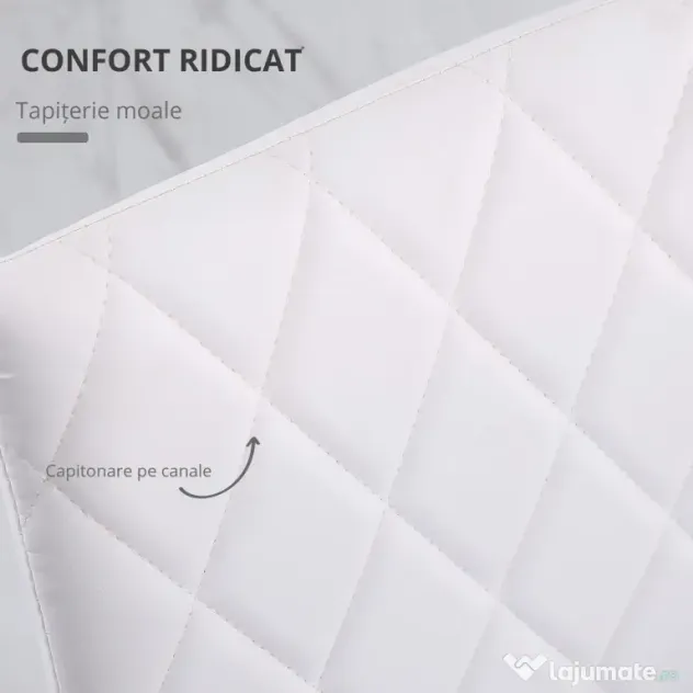 HOMCOM Scaune Sufragerie 4piese, cu Design Modern și Imitație de Piele, 41x50x92 cm, Alb | Aosom Romania