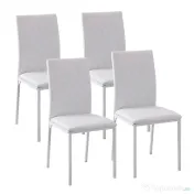 HOMCOM Set 4 Scaune Dining – Tapitate cu Piele Ecologica Alba 