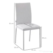 HOMCOM Set 4 Scaune Dining – Tapitate cu Piele Ecologica Alba 