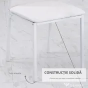 HOMCOM Set 4 Scaune Dining – Tapitate cu Piele Ecologica Alba 
