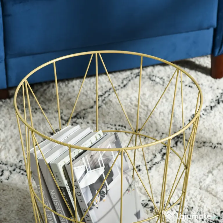 HOMCOM Set 2 Măsuțe de Sufragerie Stivuibile, Design Modern din Oțel și MDF, Φ44/Φ35x45.5cm, Alb Auriu | Aosom Romania