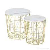 HOMCOM Set 2 Masute de Sufragerie Stivuibile Raft Detasabil Baza Container 