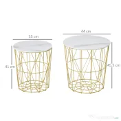 HOMCOM Set 2 Masute de Sufragerie Stivuibile Raft Detasabil Baza Container 