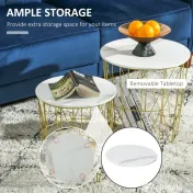 HOMCOM Set 2 Masute de Sufragerie Stivuibile Raft Detasabil Baza Container 