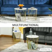 HOMCOM Set 2 Masute de Sufragerie Stivuibile Raft Detasabil Baza Container 