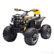 ATV Electric pentru Copii 12V, 3-5 Ani, Faruri, Muzica, Pedale 100x65x73cm - Negru/Galben HOMCOM | Aosom Romania