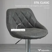 HOMCOM Set 2 Scaune Bar Pivotante Reglabile, Suport Picior, Imitație Piele, Design Modern, Gri | Aosom Romania