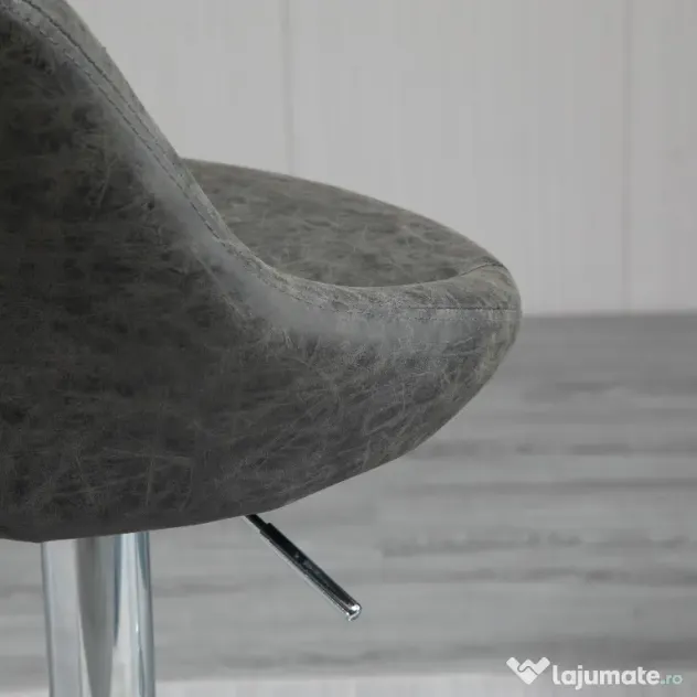 HOMCOM Set 2 Scaune Bar Pivotante Reglabile, Suport Picior, Imitație Piele, Design Modern, Gri | Aosom Romania