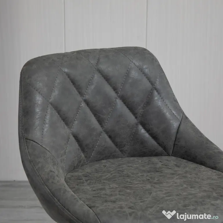 HOMCOM Set 2 Scaune Bar Pivotante Reglabile, Suport Picior, Imitație Piele, Design Modern, Gri | Aosom Romania