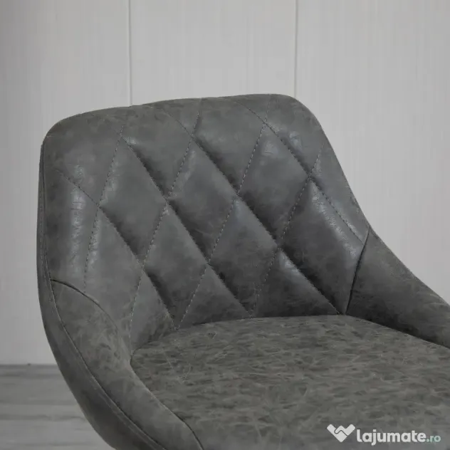 HOMCOM Set 2 Scaune Bar Pivotante Reglabile, Suport Picior, Imitație Piele, Design Modern, Gri | Aosom Romania