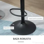 HOMCOM Set de 2 Scaune de Bar cu Înălțime Reglabilă, Bază Metalică și Șezut din Catifea, 51.5x57.5x93-114.5 cm, Gri | Aosom Romania