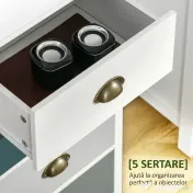 HOMCOM Comodă cu 5 Sertare Colorate, Înaltă și Economisitoare de Spațiu, Multicoloră, Albastră 