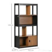 HOMCOM Biblioteca moderna cu 4 niveluri si rafturi de depozitare, nuc maro | Aosom Romania 