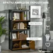 HOMCOM Biblioteca moderna cu 4 niveluri si rafturi de depozitare, nuc maro | Aosom Romania 