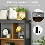 HOMCOM Biblioteca moderna cu 4 niveluri si rafturi de depozitare, nuc maro | Aosom Romania 