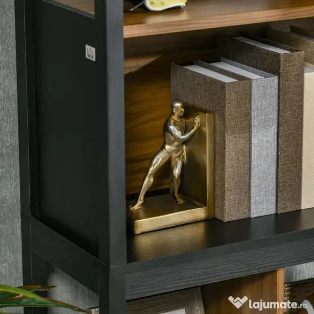 HOMCOM Biblioteca moderna cu 4 niveluri si rafturi de depozitare, nuc maro | Aosom Romania
