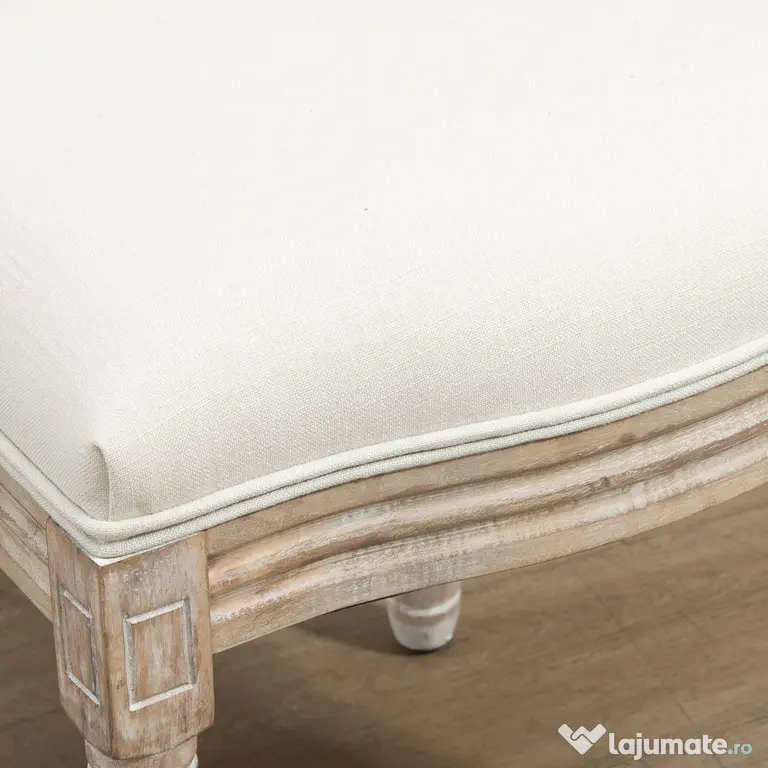 HOMCOM Set 2 Scaune Capitonate Vintage, Design Elegant, pentru Living sau Sufragerie, Albe | Aosom Romania