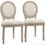 HOMCOM Set 2 Scaune Căptușite Vintage pentru Sufragerie și Bucătărie, Scaune Tapițate Stil Retro 49x56x96 cm, Alb