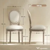 HOMCOM Set 2 Scaune Căptușite Vintage pentru Sufragerie și Bucătărie, Scaune Tapițate Stil Retro 49x56x96 cm, Alb 