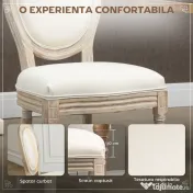 HOMCOM Set 2 Scaune Căptușite Vintage pentru Sufragerie și Bucătărie, Scaune Tapițate Stil Retro 49x56x96 cm, Alb 
