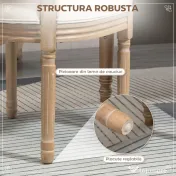 HOMCOM Set 2 Scaune Căptușite Vintage pentru Sufragerie și Bucătărie, Scaune Tapițate Stil Retro 49x56x96 cm, Alb 