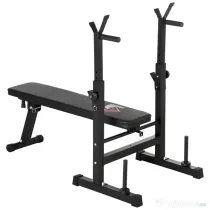 HOMCOM Bancă de Greutăți Pliabilă cu 8 Înălțimi Reglabile și Suport pentru Halteră, 140x73x98-122 cm, Negru | Aosom Romania