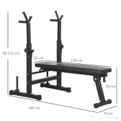 HOMCOM Bancă de Greutăți Pliabilă cu 8 Înălțimi Reglabile și Suport pentru Halteră, 140x73x98-122 cm, Negru | Aosom Romania 