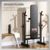 HOMCOM Bancă de Greutăți Pliabilă cu 8 Înălțimi Reglabile și Suport pentru Halteră, 140x73x98-122 cm, Negru | Aosom Romania 