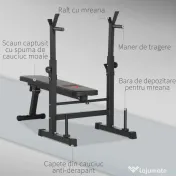 HOMCOM Bancă de Greutăți Pliabilă cu 8 Înălțimi Reglabile și Suport pentru Halteră, 140x73x98-122 cm, Negru | Aosom Romania 
