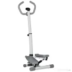 HOMCOM Stepper cu Monitor LCD, Maner Reglabil și Elastice, din Oțel și ABS, Alb și Gri | Aosom Romania