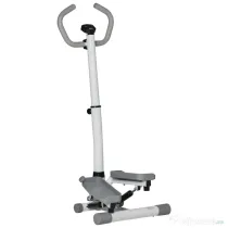 HOMCOM Stepper cu Monitor LCD, Maner Reglabil și Elastice, din Oțel și ABS, Alb și Gri | Aosom Romania