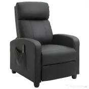 HOMCOM Fotoliu pentru relaxare cu masaj cu 8 moduri si 5 intensitati, cu suport pentru picioare si telecomanda, din piele PU, negru