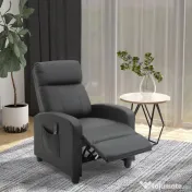 HOMCOM Fotoliu pentru relaxare cu masaj cu 8 moduri si 5 intensitati, cu suport pentru picioare si telecomanda, din piele PU, negru