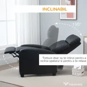 HOMCOM Fotoliu pentru relaxare cu masaj cu 8 moduri si 5 intensitati, cu suport pentru picioare si telecomanda, din piele PU, negru