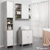 Dulap Baie Kleankin pentru Economisire Spațiu, cu 2 Uși din PAL, Efect Ciment, Gri-Alb, Dimensiuni 30x30x180cm, Ideal pentru Organizare | Aosom Romania 