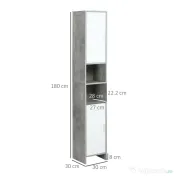 Dulap Baie Kleankin pentru Economisire Spațiu, cu 2 Uși din PAL, Efect Ciment, Gri-Alb, Dimensiuni 30x30x180cm, Ideal pentru Organizare | Aosom Romania 
