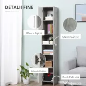 Dulap Baie Kleankin pentru Economisire Spațiu, cu 2 Uși din PAL, Efect Ciment, Gri-Alb, Dimensiuni 30x30x180cm, Ideal pentru Organizare | Aosom Romania 