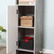 Dulap Baie Kleankin pentru Economisire Spațiu, cu 2 Uși din PAL, Efect Ciment, Gri-Alb, Dimensiuni 30x30x180cm, Ideal pentru Organizare | Aosom Romania 