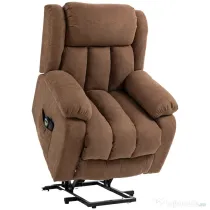 HOMCOM Scaun cu Ridicare și Înclinare, Scaun Tapițat din Material Rezistent pentru Sufragerie cu Telecomandă, 91x93x103 cm, Maro | Aosom Romania