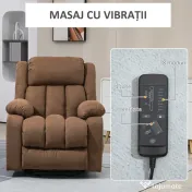 HOMCOM Scaun cu Ridicare și Înclinare, Scaun Tapițat din Material Rezistent pentru Sufragerie cu Telecomandă, 91x93x103 cm, Maro | Aosom Romania