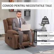 HOMCOM Scaun cu Ridicare și Înclinare, Scaun Tapițat din Material Rezistent pentru Sufragerie cu Telecomandă, 91x93x103 cm, Maro | Aosom Romania