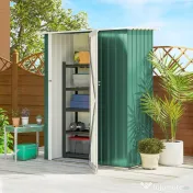 Outsunny Magazie Grădină Dulap pentru Scule 142x84x189cm Din Otel Impermeabil Verde Inchis | Aosom Romania