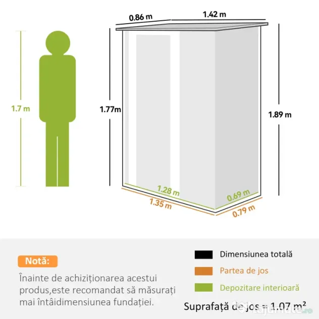 Outsunny Magazie Grădină Dulap pentru Scule 142x84x189cm Din Otel Impermeabil Verde Inchis | Aosom Romania