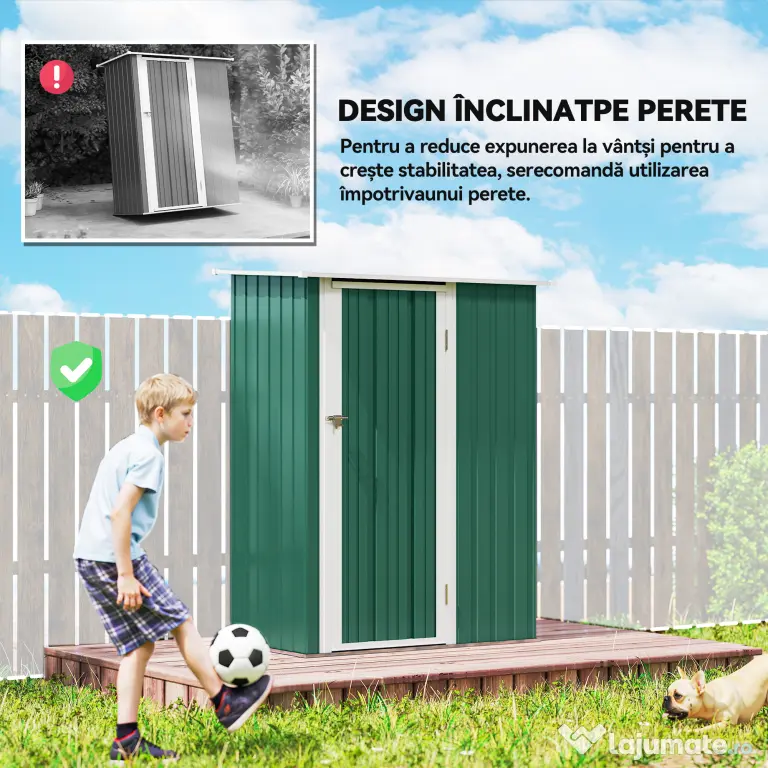 Outsunny Magazie Grădină Dulap pentru Scule 142x84x189cm Din Otel Impermeabil Verde Inchis | Aosom Romania